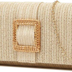 Straw Clutch Purse Women Summer Beach Bag Envelope Evening Handbag